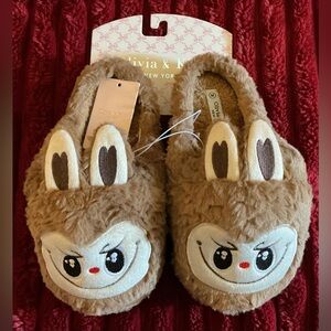 Olivia + Joy Tan Fuzzy Bunny Slip-On Slippers